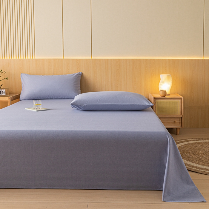 91家纺网 家纺一手货源 找家纺 鑫钰 2024新款全棉老粗布床单  月白-蓝