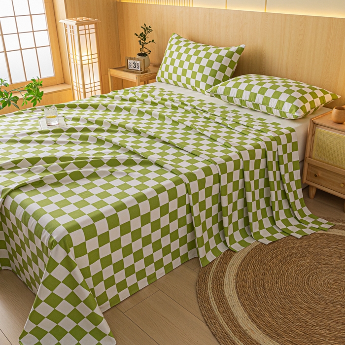 91家纺网 家纺一手货源 找家纺 鑫钰 2024新款全棉老粗布床单  菲颂-绿