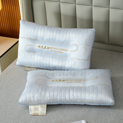 晚澄枕业 2024新款水光真丝定性枕枕头枕芯 蓝色