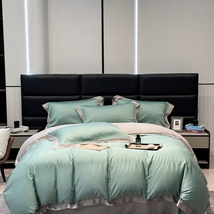 91家纺网 家纺一手货源 找家纺 （总）顾家家居 2024新款兰精天丝拼角四件套-暮光