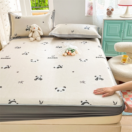 91家纺网 家纺一手货源 找家纺 欧邦 新款数码印花A类冰藤席三件套 床笠款-熊猫