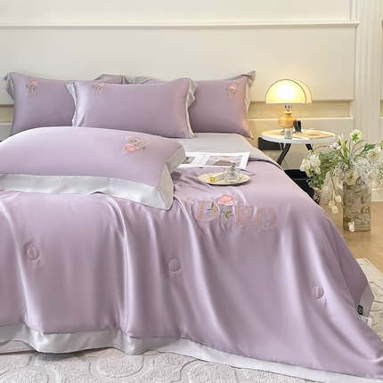 91家纺网 家纺一手货源 找家纺 绘萱2025爆款绣花水洗天丝夏被四件套水洗真丝夏被冰丝夏凉被空调被-迪梦