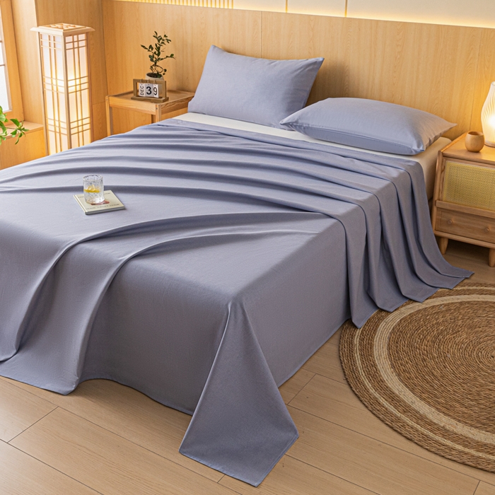 91家纺网 家纺一手货源 找家纺 鑫钰 2024新款全棉老粗布床单  月白-蓝