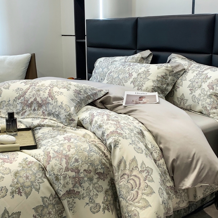 91家纺网 家纺一手货源 找家纺 顾家家居 2024新款兰精天丝数码印花四件套 金色黎明