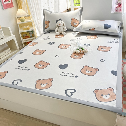 欧邦 新款数码印花A类冰藤席三件套 凉席款-黑球熊