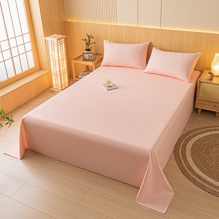 91家纺网 家纺一手货源 找家纺 鑫钰 2024新款全棉老粗布床单  月白-粉