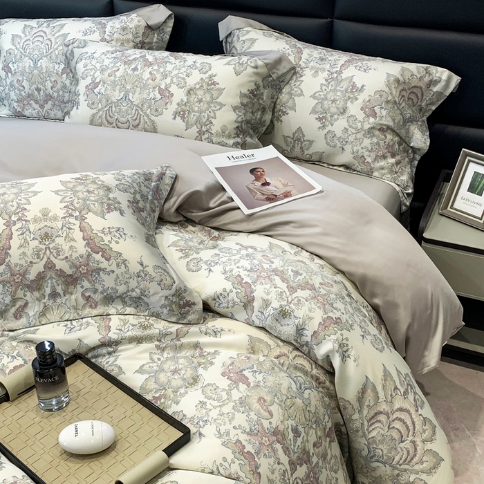 91家纺网 家纺一手货源 找家纺 顾家家居 2024新款兰精天丝数码印花四件套 金色黎明