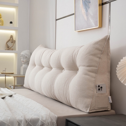 91家纺网 家纺一手货源 找家纺 （总）美达人 2024新款物珍珠棉亚麻床头靠垫三角靠背软包沙发靠枕