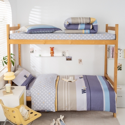 91家纺网 家纺一手货源 找家纺 （总）焱博家纺 2025新款13070全棉床笠款学生宿舍三件套