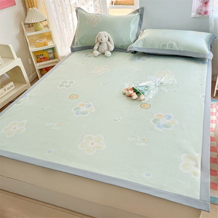 91家纺网 家纺一手货源 找家纺 欧邦 新款数码印花A类冰藤席三件套 凉席款-小熊花朵