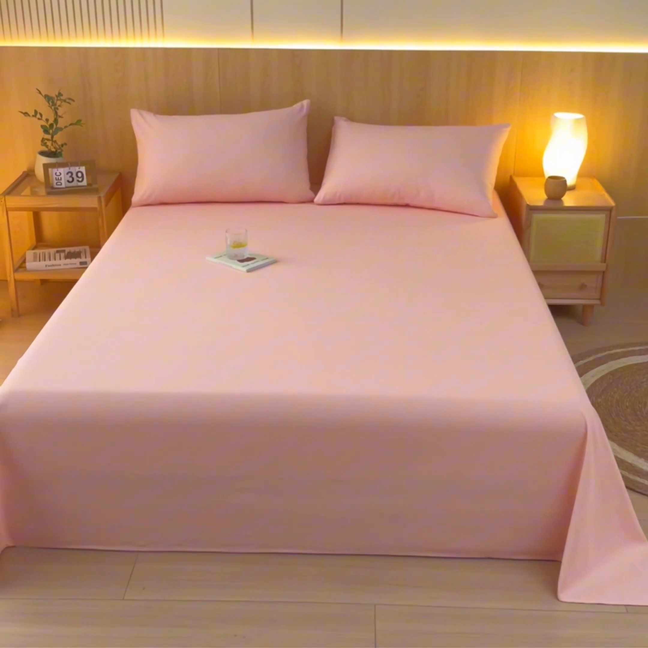 91家纺网 家纺一手货源 找家纺 鑫钰 2024新款全棉老粗布床单  月白-粉