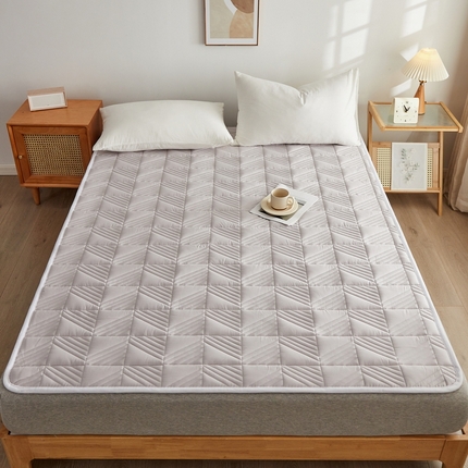 91家纺网 家纺一手货源 找家纺 祁恋婷家居 2024新款A类全棉夹棉床护垫 月光灰