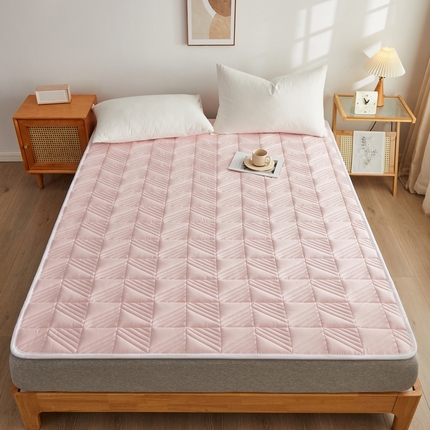 祁恋婷家居 2024新款A类全棉夹棉床护垫 豆沙粉