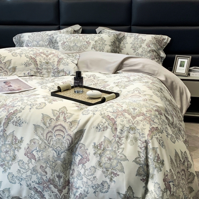 91家纺网 家纺一手货源 找家纺 顾家家居 2024新款兰精天丝数码印花四件套 金色黎明