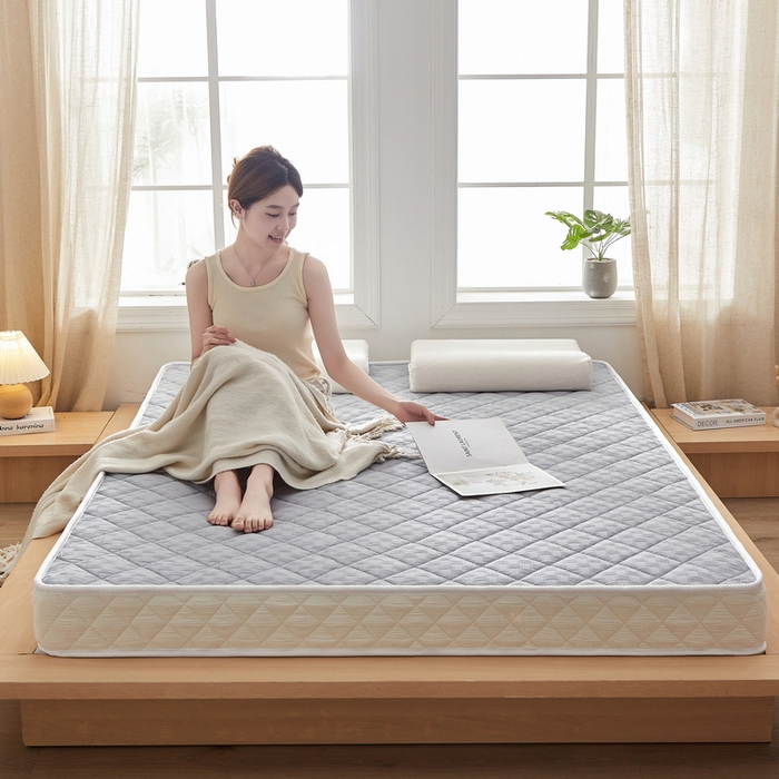 91家纺网 家纺一手货源 找家纺 祁恋婷家居 2024新款华夫格立体乳胶记忆棉床垫【床垫遮盖物】 月光灰 乳胶记忆棉款-5cm