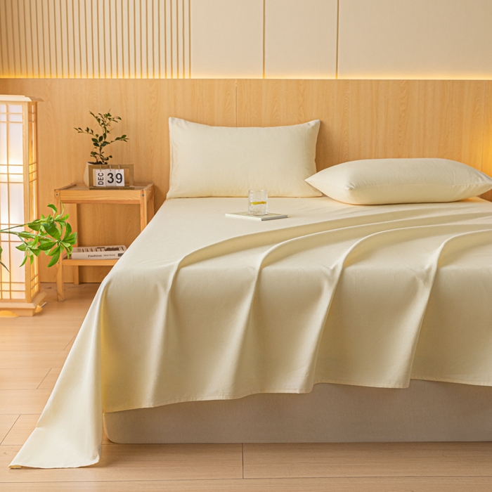 91家纺网 家纺一手货源 找家纺 鑫钰 2024新款全棉老粗布床单  月白-白