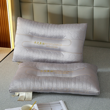 晚澄枕业 2024新款水光真丝定性枕枕头枕芯 灰色