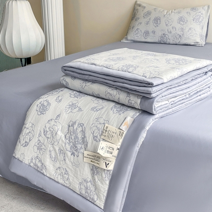 一加一 2025新款全棉三层纱提花大豆夏被 暗香-紫