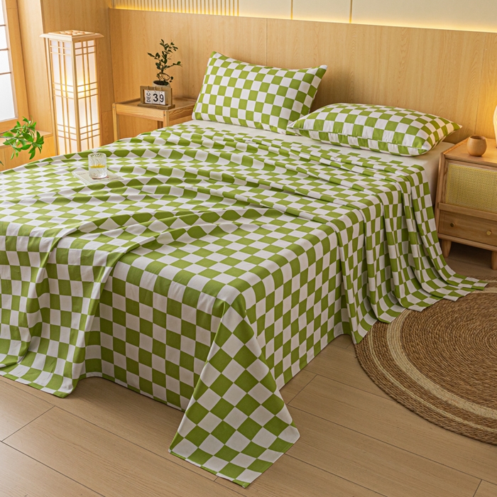 91家纺网 家纺一手货源 找家纺 鑫钰 2024新款全棉老粗布床单  菲颂-绿