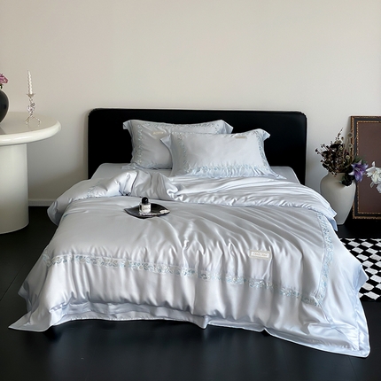 MIU缪家居 2024新款80支兰精天丝轻奢四件套系列-小豹纹（有同款夏被四件套） 蓝