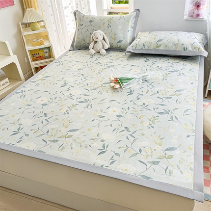 91家纺网 家纺一手货源 找家纺 欧邦 新款数码印花A类冰藤席三件套 凉席款-玉兰花