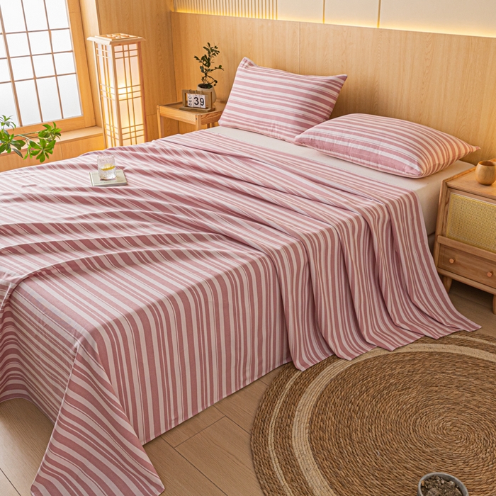 91家纺网 家纺一手货源 找家纺 鑫钰 2024新款全棉老粗布床单  素彩-粉