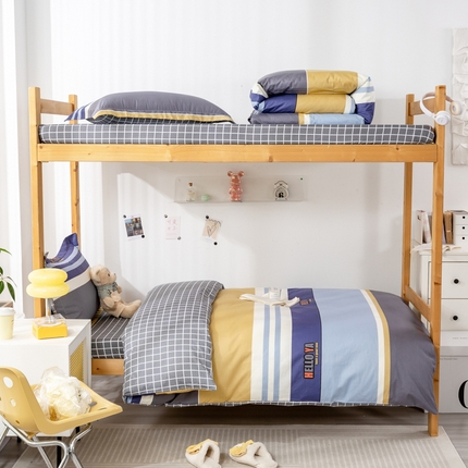 91家纺网 家纺一手货源 找家纺 （总）焱博家纺 2025新款13070全棉床笠款学生宿舍三件套