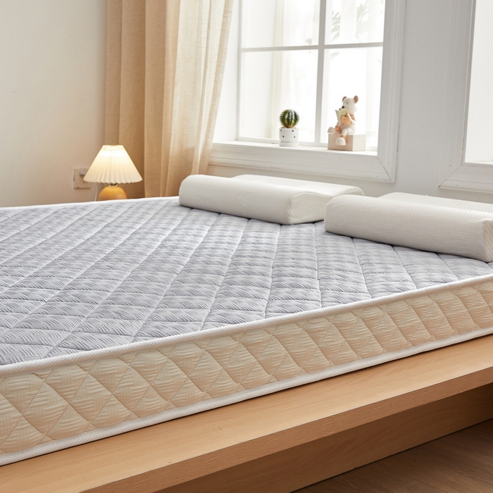 91家纺网 家纺一手货源 找家纺 祁恋婷家居 2024新款华夫格立体乳胶记忆棉床垫【床垫遮盖物】 月光灰 乳胶记忆棉款-5cm