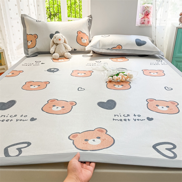 91家纺网 家纺一手货源 找家纺 欧邦 新款数码印花A类冰藤席三件套 凉席款-黑球熊