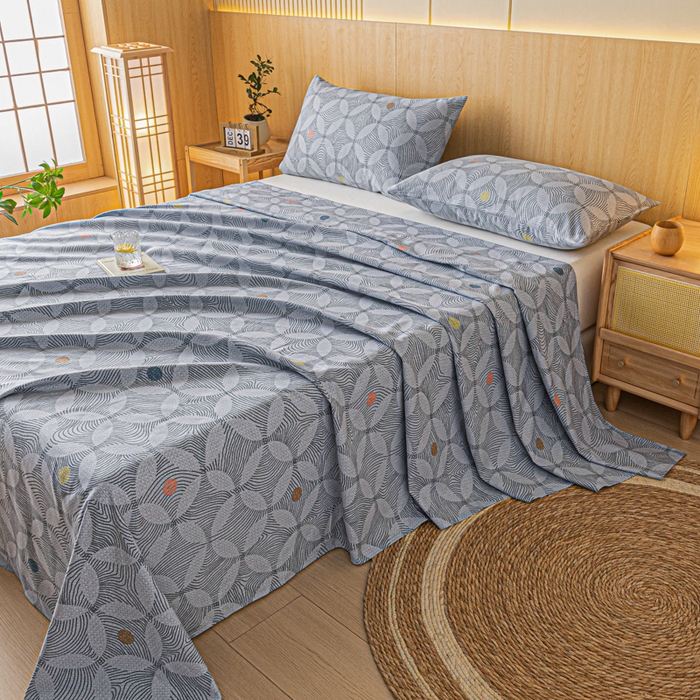 91家纺网 家纺一手货源 找家纺 鑫钰 2024新款全棉老粗布床单  梦旋律