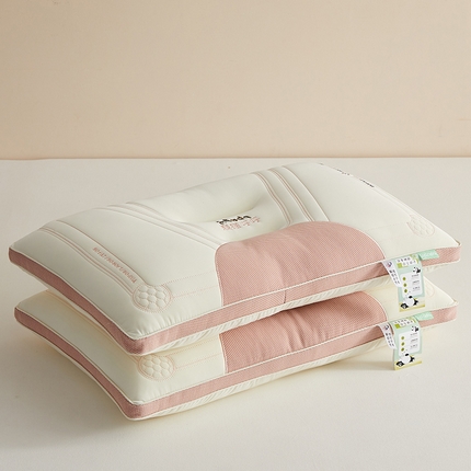 91家纺网 家纺一手货源 找家纺 乐可 2024新款熊猫呼呼乳胶舒适枕头枕芯 粉色