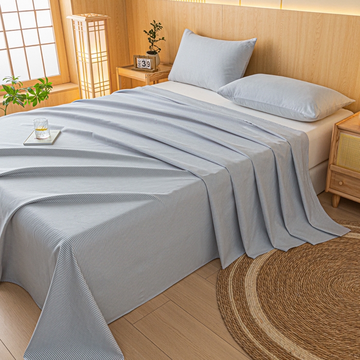 91家纺网 家纺一手货源 找家纺 鑫钰 2024新款全棉老粗布床单  莱卡-灰