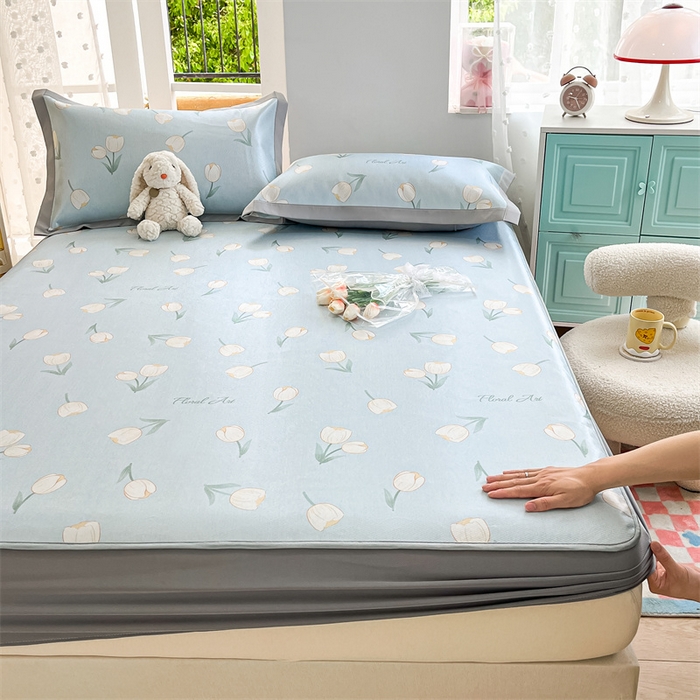 91家纺网 家纺一手货源 找家纺 欧邦 新款数码印花A类冰藤席三件套 床笠款-郁金香