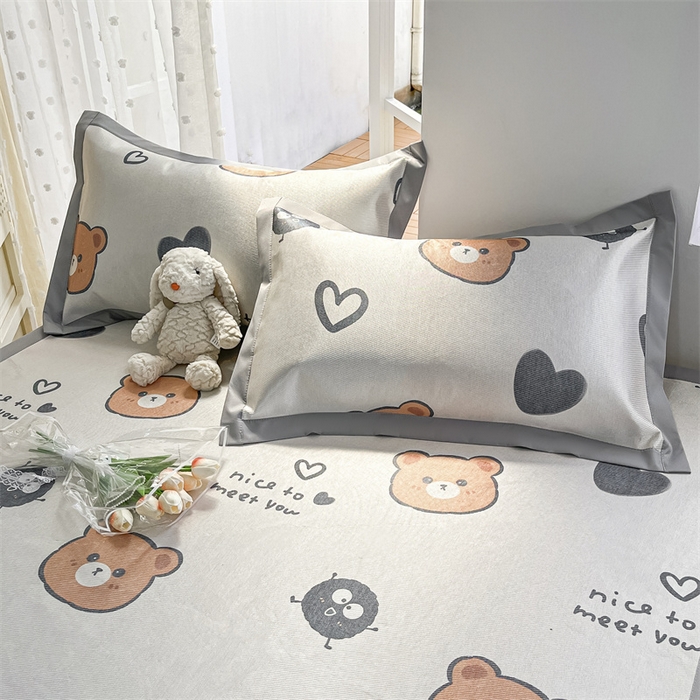 91家纺网 家纺一手货源 找家纺 欧邦 新款数码印花A类冰藤席三件套 凉席款-黑球熊