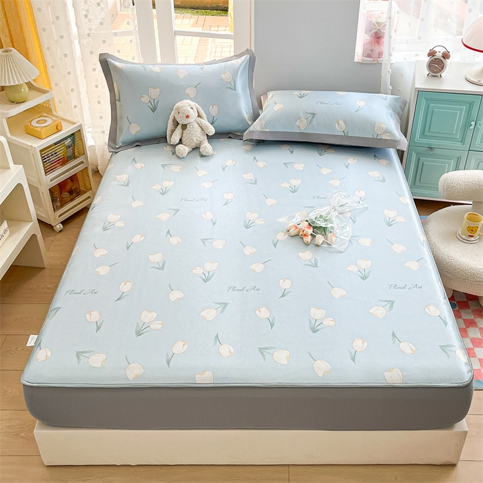 91家纺网 家纺一手货源 找家纺 欧邦 新款数码印花A类冰藤席三件套 床笠款-郁金香