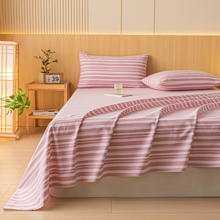 91家纺网 家纺一手货源 找家纺 鑫钰 2024新款全棉老粗布床单  素彩-粉