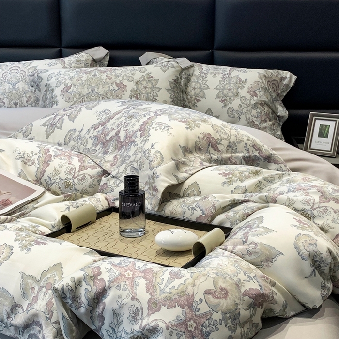 91家纺网 家纺一手货源 找家纺 顾家家居 2024新款兰精天丝数码印花四件套 金色黎明