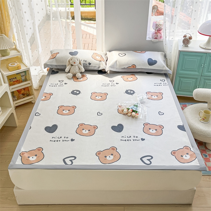 91家纺网 家纺一手货源 找家纺 欧邦 新款数码印花A类冰藤席三件套 凉席款-黑球熊