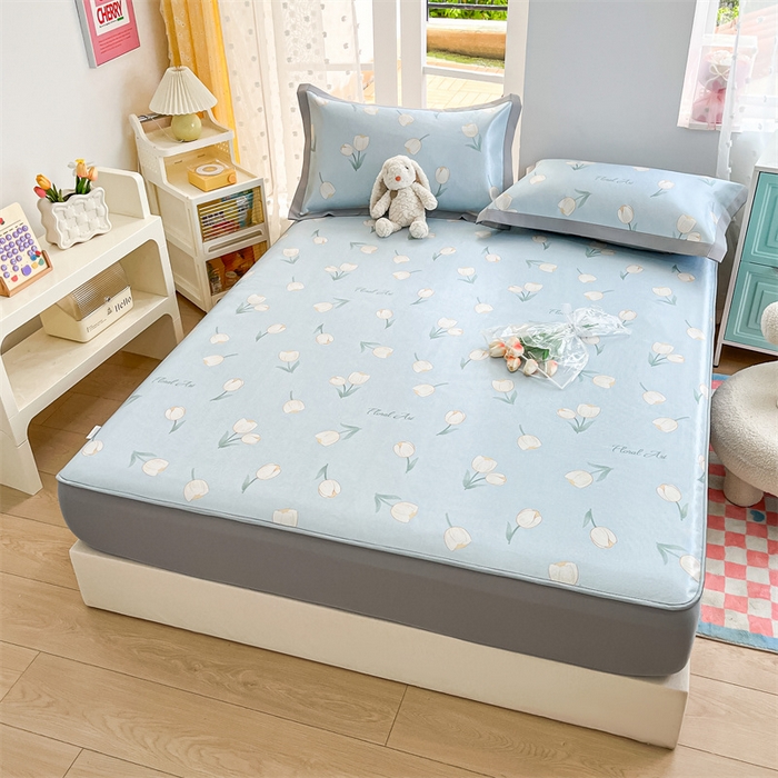 91家纺网 家纺一手货源 找家纺 欧邦 新款数码印花A类冰藤席三件套 床笠款-郁金香