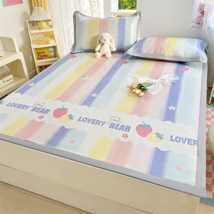 91家纺网 家纺一手货源 找家纺 欧邦 新款数码印花A类冰藤席三件套 凉席款-彩虹