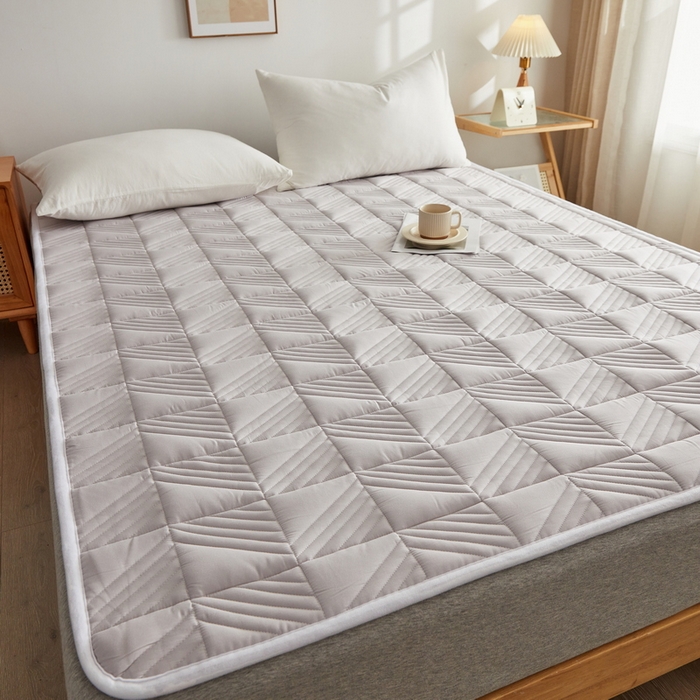 91家纺网 家纺一手货源 找家纺 祁恋婷家居 2024新款A类全棉夹棉床护垫 月光灰