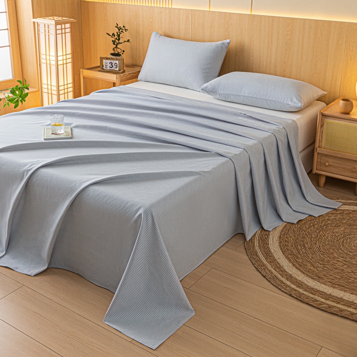 91家纺网 家纺一手货源 找家纺 鑫钰 2024新款全棉老粗布床单  莱卡-灰