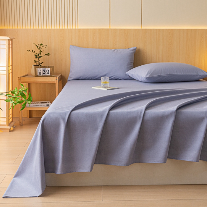 91家纺网 家纺一手货源 找家纺 鑫钰 2024新款全棉老粗布床单  月白-蓝