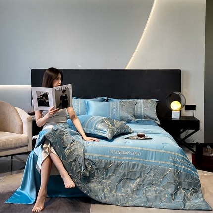 91家纺网 家纺一手货源 找家纺 （总）宇航2025新款水洗真丝天丝立体浮雕绣花夏被四件套