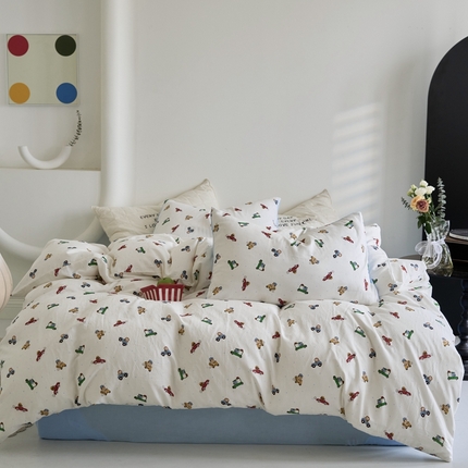 91家纺网 家纺一手货源 找家纺 觅糖家纺 2024新款双层纱小碎花印花四件套 汽车达人