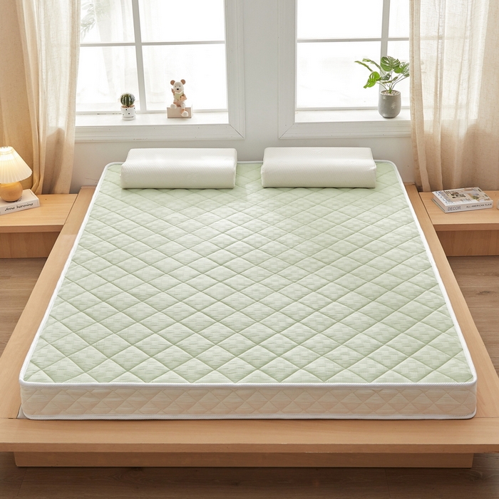 91家纺网 家纺一手货源 找家纺 祁恋婷家居 2024新款华夫格立体乳胶记忆棉床垫【床垫遮盖物】 清新绿 椰棕记忆棉款-5cm