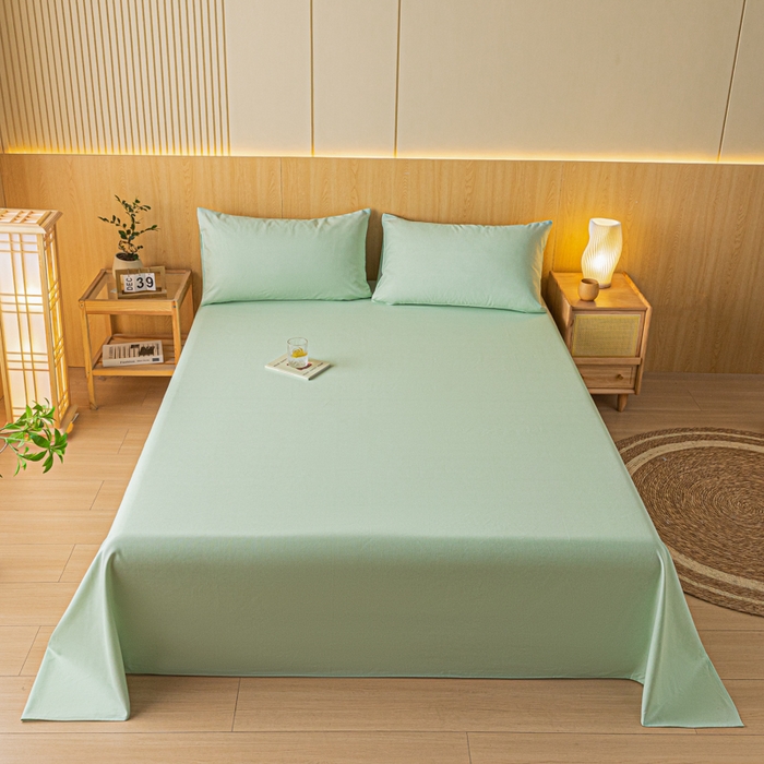 91家纺网 家纺一手货源 找家纺 鑫钰 2024新款全棉老粗布床单  月白-绿