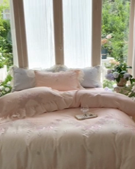 91家纺网 家纺一手货源 找家纺 MIU缪家居 2024新款80支兰精天丝轻奢四件套系列-伊莎贝尔 粉