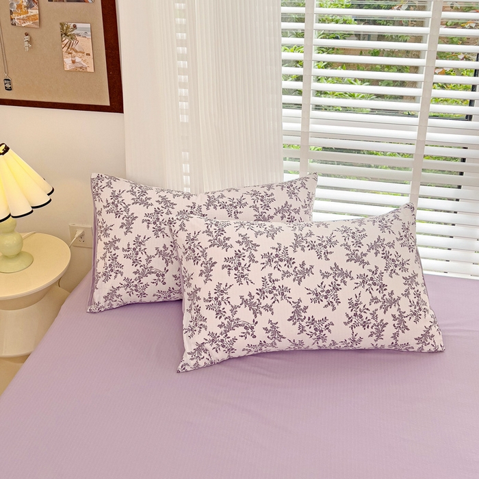 91家纺网 家纺一手货源 找家纺 暖芯优选2023新款超柔有氧小竺提花棉双层纱学生四件套 花枝晓