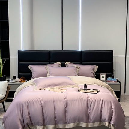 91家纺网 家纺一手货源 找家纺 （总）顾家家居 2024新款兰精天丝拼角四件套-暮光